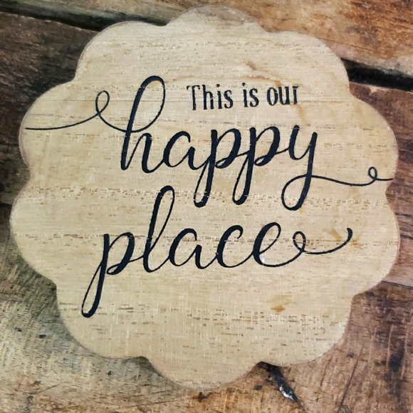 Wood Coasters set of 4, cork bottoms. - Picture 5 of 6